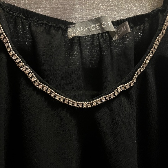 Black sheer layered top with bejeweled adjustable straps - Picture 2 of 3